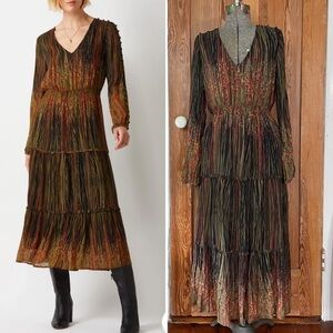 Ecru Midi Dress with rich Fall colors